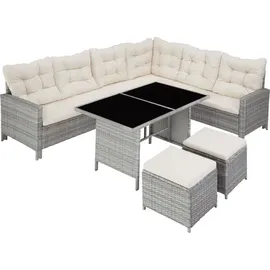 Tectake Barletta Rattan Lounge hellgrau/creme