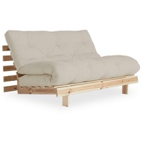 Karup Design 2-Sitzer Schlafsofa ROOTS 140 cm Sofa Gestell Kiefer Massivholz Bezug Beige beige