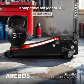 Arebos Rangierwagenheber Stahl 75-505 mm rot