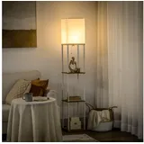 Homcom Stehlampe, mit 3 Fächern, E27 Sockel, 40 W Standlampe mit Stoff-lampenschirm für Wohnzimmer, Schlafzimmer, exkl. Glühbirne