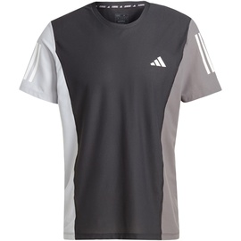 adidas Own The Run Colorblock Tee T-Shirt, Black/Halo Silver/Grey Five, M