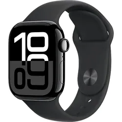 APPLE Watch Series 10 GPS 42 mm Smartwatch Aluminium Fluorelastomer, 150 - 200 mm, Diamantschwarz
