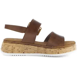 Gabor Damen, Riemchensandalen, Frauen Sandalen,Sandaletten,Sommersandalen,bequem,flach,Sommerschuhe,Strandschuhe,Camel (LDS/S.Kork),40 EU 6.5 UK