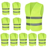 Forhome 10PCS Reflektierenden Streifen Weste,Gelb Reflektierend Warnweste,Kfz Pannenhilfe,Warnwesten Auto,Reflektierend Warnweste,Auto Warnweste Pannenweste,Für Fahrern, ArbeitskräFten, Erwachsene