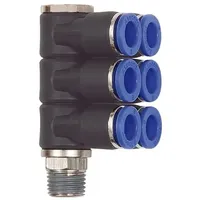Riegler L-Mehrfachverteiler »Blaue Serie«, 6-fach, drehbar, R 1/8 a.