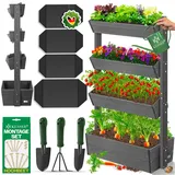 Kesser KESSER® Hochbeet mit Etagen Premium Blumenkasten Blumentreppe Pflanztreppe - Gemüsebeet Kräuterbeet Pflanzkübel Frühbeet Blumenbeet Pflanzkasten inkl. Gartenvlies- Beet für Terrasse Balkon &
