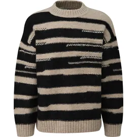 QS Strukturierter Strickpullover in Wolloptik Schwarz/Beige XXL