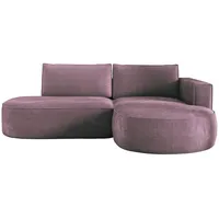 Ecksofa mit Schlaffunktion PIANO, Cord Sofa 180x267 cm, Schlafsofa L-Form, Couch mit Bettkasten, Polsterecke, Wohnlandschaft - Rosa PS130 Rechts - Rosa