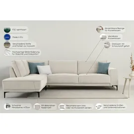 OTTO home Ecksofa OTTO HOME "OLAND L-Form, B: 289 cm, Skandi-Design", braun (cognac), B:289cm H:85cm T:210cm, Struktur weich (100% Polyester);Luxus-Microfaser (100% Polyester);Webstoff (100% Polyester), Sofas, Ecksofa, Struktur, Flachgewebe, Luxus-Microfaser,