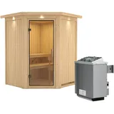 Karibu Larin inkl. 9 kW Ofen + int. Steuerung + Dachkranz