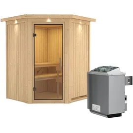 Karibu Larin inkl. 9 kW Ofen + int. Steuerung + Dachkranz