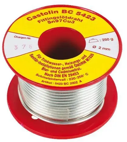 Castolin Fittingslötdraht BC5423 Sn-Cu ø 2.5 mm Inhalt 250 g