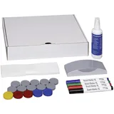 Maul Whiteboard Zubehör-Set Karton inkl. 4 Boardmarkern, Tafelwischer, Reiniger, 15 Magneten (rund