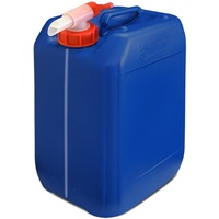 plasteo® Getränke- Wasserkanister mit 1 Schraubdeckel und AFT-Hahn (DIN 51) | Lebensmittelecht | Stapelbar | Indoor und Outdoor | BPA Frei Blau