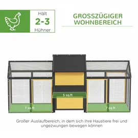 PawHut Hühnerstall Kleintierstall 247 x 125 x 113,5 cm Gelb