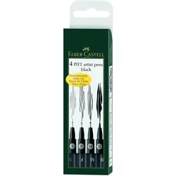 FABER CASTELL Tuschestift Pitt Artist Pen 4er Etui Spitze: sortiert schwarz