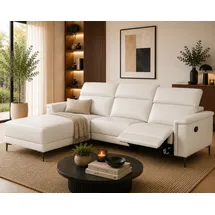 OTTO home Ecksofa OTTO HOME "LUND, Naturleder, L-Form, 261cm, man./elektr. Relaxfunktion (USB-A)", beige (creme), B:261cm H:97cm T:179cm, Echtleder 100% Echtleder;Kunstleder 100% Polyurethan, Sofas, Ecksofa, und Kopfteilverstellung