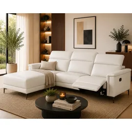 OTTO home Ecksofa OTTO HOME "LUND, Naturleder, L-Form, 261cm, man./elektr. Relaxfunktion (USB-A)", beige (creme), B:261cm H:97cm T:179cm, Echtleder 100% Echtleder;Kunstleder 100% Polyurethan, Sofas, Ecksofa, und Kopfteilverstellung