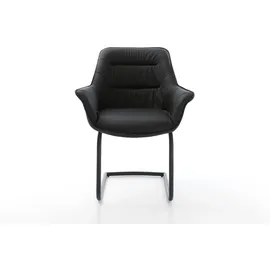 DeLife Freischwinger Kaira-Flex Echt-Leder Schwarz Freischwinger rund Schwarz