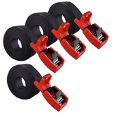 Baumarktplus 4x Spanngurt Zurrgurt Klemmschloss mit Gummischutzkappe1 tlg 4 m x 2,5 cm 500 kg