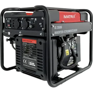 Matrix Notstromaggregat Benzin 3500 Watt Inverter Stromerzeuger Benzin Generator Stromaggregat tragbar Stromgenerator IG 3500i | 4 Takt | 2x230V