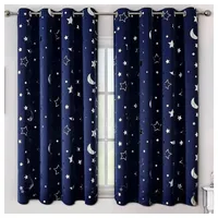 Vorhang Thermo Vorhänge für Wohnzimmer Blackout Vorhang mit Muster Sterne, Truyuety, (2 St) blau