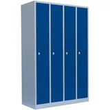 Lüllmann 4er Spind Garderobenschrank Kleiderspind 180x1170x50cm Lichtgrau/Blau 510141