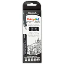 Pentel Pointliner Fineliner-Set schwarz, 1 Set