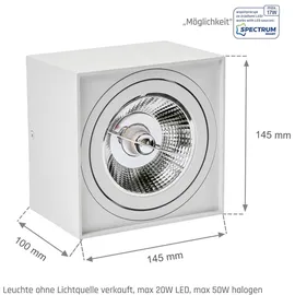 Spectrum Deckenstrahler weiß AR111 GU10 IP20 Quadratisch