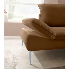 W.Schillig Ecksofa »enjoy&MORE, mit tollem Sitzkomfort, elegant und bequem, L-Form«, mit Sitztiefenverstellung, Füße silber matt, Breite 294 cm braun