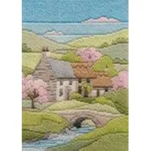 Bothy Threads Langstich-Set Jahreszeiten – Frühlingshäuschen, 24x17cm, DW14MLS9, Zählmuster