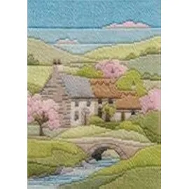 Bothy Threads Langstich-Set Jahreszeiten – Frühlingshäuschen, 24x17cm, DW14MLS9, Zählmuster