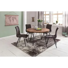 FineBuy Esszimmertisch Rund Ø 120 cm Sheesham braun