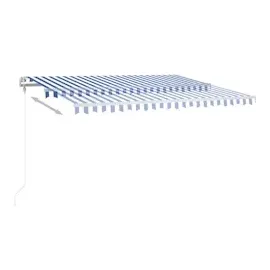 vidaXL Markise Manuell Einziehbar mit LED 4x3,5 m Blau und Weiß