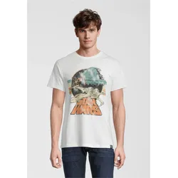 T-Shirt RECOVERED "Star Wars Empire Strikes Back Retro X-Wing", Herren, Gr. L, weiß, 100% Baumwolle, bedruckt, casual, normal, Rundhals, Kurzarm, Shirts, im zeitlosen Design