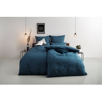 bruno banani Bettwäsche Jassen in Gr. 135x200 oder 155x220 cm, Bruno Banani, Biber, 3 teilig, moderne Bettwäsche aus Baumwolle, Bettwäsche mit Streifen-Design blau