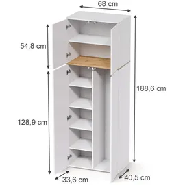 Vicco Viktor Hochschrank 68 x 188,6 cm Weiß/Artisan-Eiche