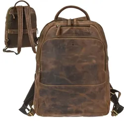 Greenburry Rucksack Leder 33x43cm Vintage braun Herren Damen mit Notebookfach