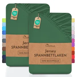 NatureMark Spannbettlaken Jersey 70 x 140 cm dunkelgrün 2 St.