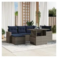 vidaXL Gartensofa-Set 7-tlg. grau Polyrattan