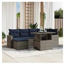 vidaXL Gartensofa-Set 7-tlg. grau Polyrattan