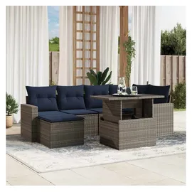vidaXL Gartensofa-Set 7-tlg. grau Polyrattan