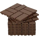Randaco 11 Stück Terrassenfliesen 1 Qm, 30x30cm Kunststoff Fliesen Klickfliesen Balkonfliesen Holzoptik, Wetterfest, Anti-rutsch, Braun 8-streifen