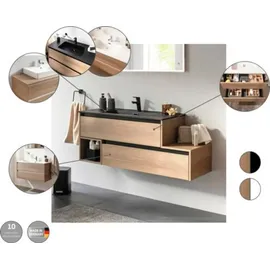 Fackelmann Waschbeckenunterschrank rechts Vita 128,5cmx 50 cmx 46 cm Oak/Schwarz