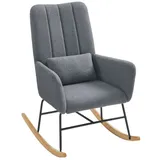 SONGMICS Schaukelsessel, Schaukelstuhl mit Armlehnen, Relaxsessel, Fleece, Stahlgestell grau