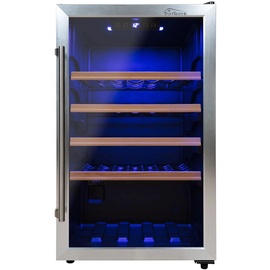 Tronitechnik Weinkühlschrank, Getränkekühlschrank, 126 Liter, 63 Flaschen, Wein Kühlschrank Edelstahl-Optik, mit LED