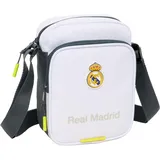Safta Real Madrid Equiicion 25/26 Umhängetasche mit Außentasche, Aktentasche, Umhängetasche, bequem und vielseitig, Qualität und Widerstandsfähigkeit, 16 x 6 x 22 cm, weiß, M, Casual