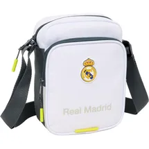 Safta Real Madrid Equiicion 25/26 Umhängetasche mit Außentasche, Aktentasche, Umhängetasche, bequem und vielseitig, Qualität und Widerstandsfähigkeit, 16 x 6 x 22 cm, weiß, M, Casual