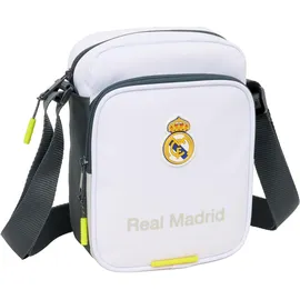 Safta Real Madrid Equiicion 25/26 Umhängetasche mit Außentasche, Aktentasche, Umhängetasche, bequem und vielseitig, Qualität und Widerstandsfähigkeit, 16 x 6 x 22 cm, weiß, M, Casual