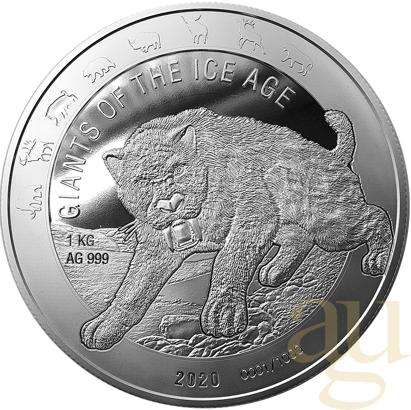 1 Kilogramm Silbermünze Giganten der Eiszeit - Säbelzahnkatze 2020